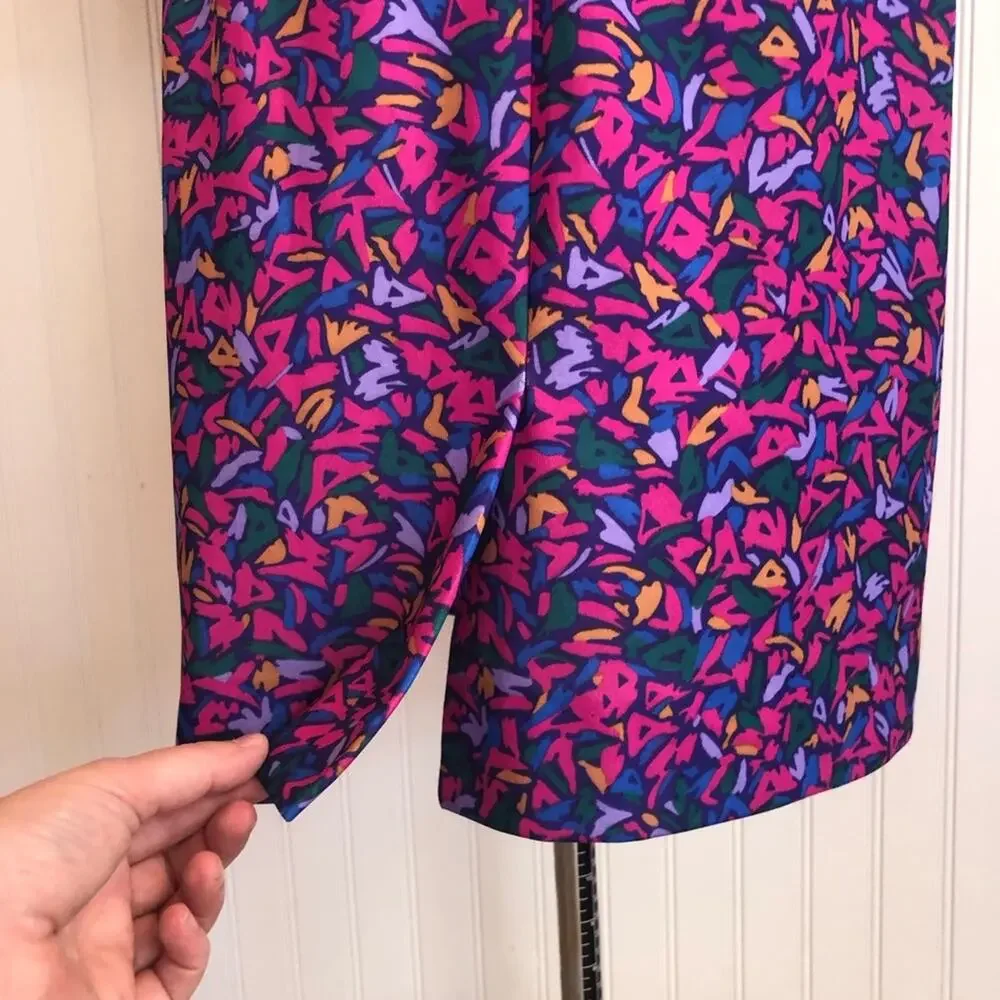 Vintage 80s Matching Set Tunic and Skirt Colorful Gloria Vanderbilt Suit Large